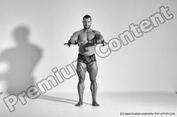 Underwear Man White Moving poses Muscular Short Brown Dynamic poses Academic